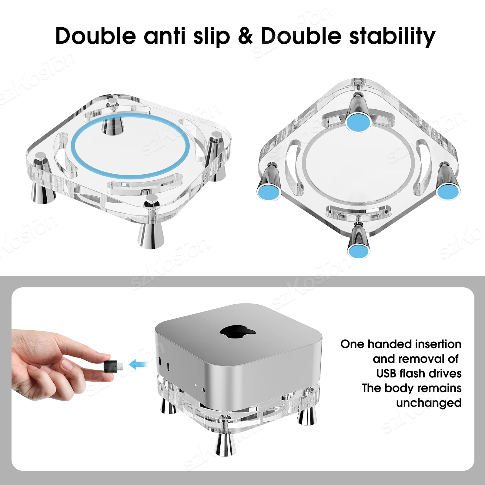Soporte de escritorio acrílico transparente para ordenador Mac Mini M4, Base de refrigeración transparente antideslizante para Mac Mini M4 Pro, accesorios para PC - imagen 4