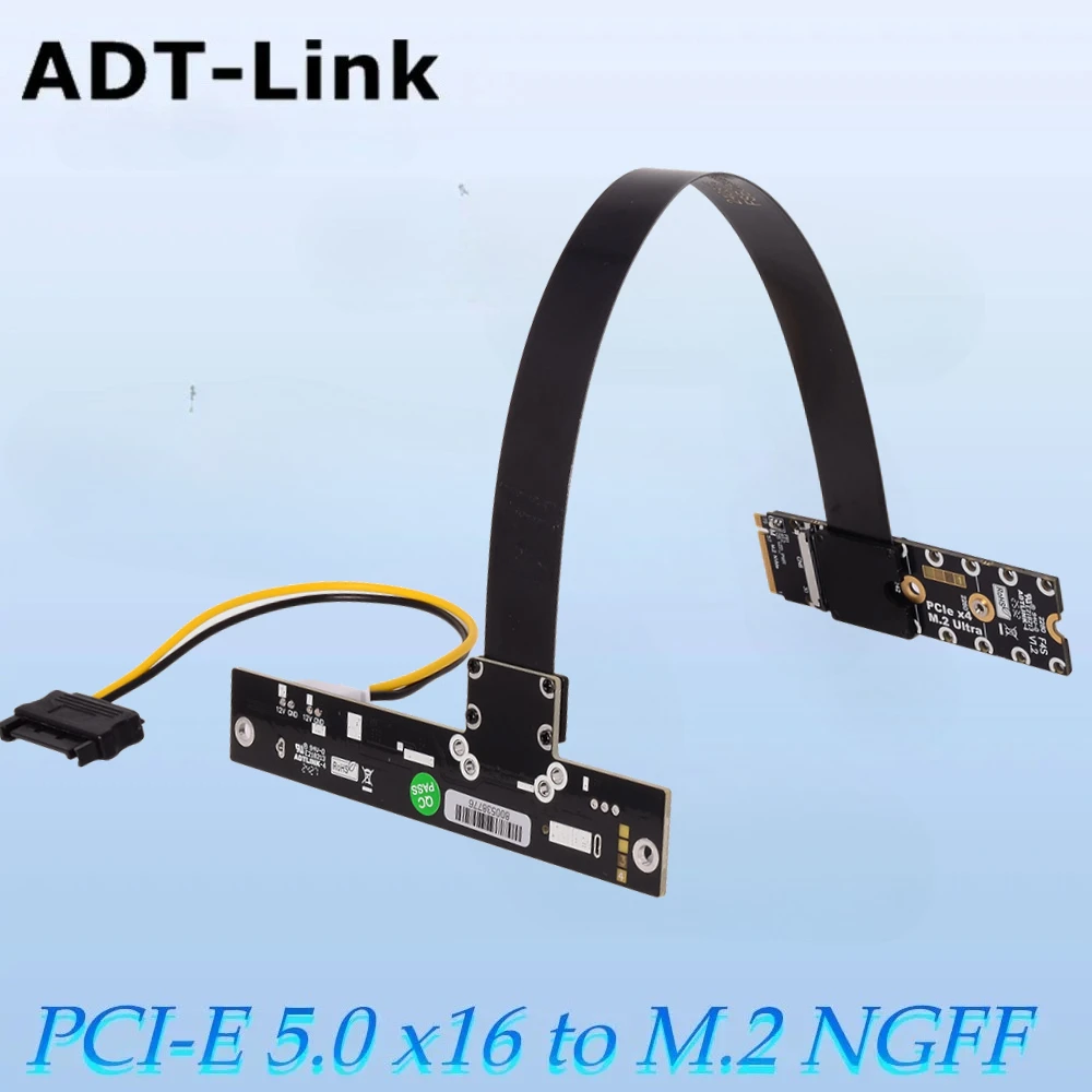 GEN 5 M.2 NGFF NVMe Key M a PCI-E 5,0x16 Cable de extensión de tarjeta gráfica M.2 Turn 90 ángulo 16x M.2 adaptador de tarjeta elevadora Cable GPU - imagen 2
