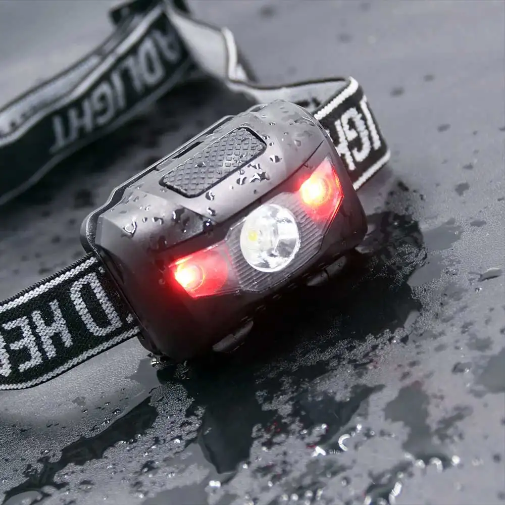 Minilinterna frontal potente de 3W, luz blanca y roja, linterna frontal impermeable de 4 modos, linterna para acampar y cazar, batería AAA - imagen 5