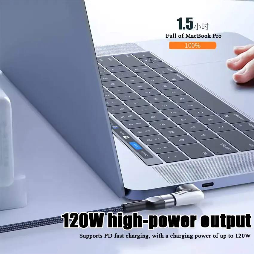 1 Uds 120W Usb C a tipo C adaptador magnético carga rápida Usb tipo C convertidor magnético Cable magnético conector Usbc de ángulo recto - imagen 3