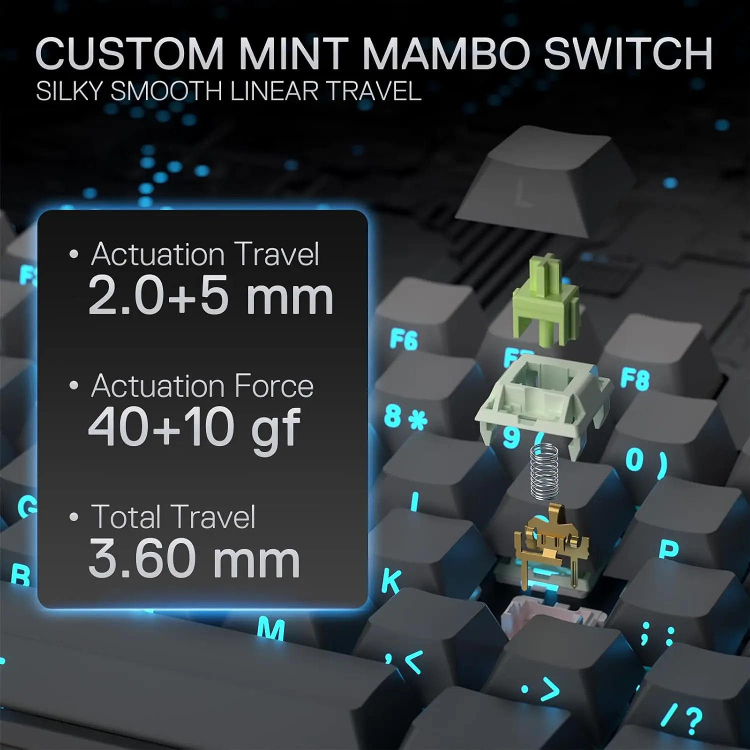 Redragon K707 PRO GB 80% junta RGB Gaming 3 modos inalámbrico TKL Teclado mecánico de amortiguación de ruido intercambiable en caliente, interruptor Mambo de menta - imagen 5