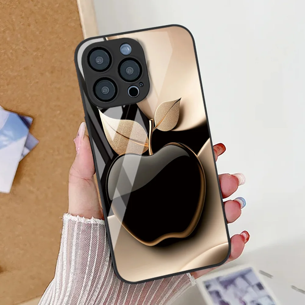 Funda de teléfono de vidrio templado con estampado de frutas para iPhone 16 Pro, funda para iPhone 17 16E 13 11 14 12 15 Pro Max 7 8 Plus XR SE 2022 2020