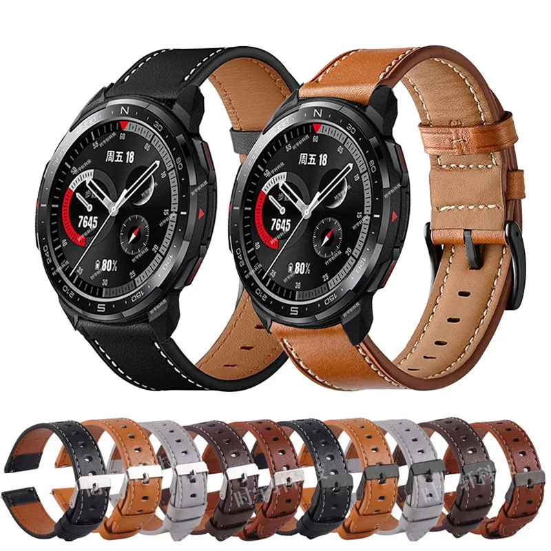Para Honor Watch GS Pro Smartwatch pulsera 22mm correa de repuesto de cuero para Honor Magic 1 2 46mm/GS 3 correa deportiva para hombres