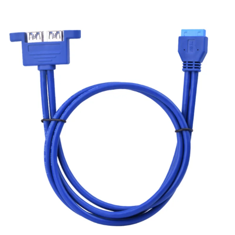 Placa base de 20 pines a cable hembra USB 3,0 dual blindado con montaje en panel de tornillo 0,3 m 0,5 m - imagen 4