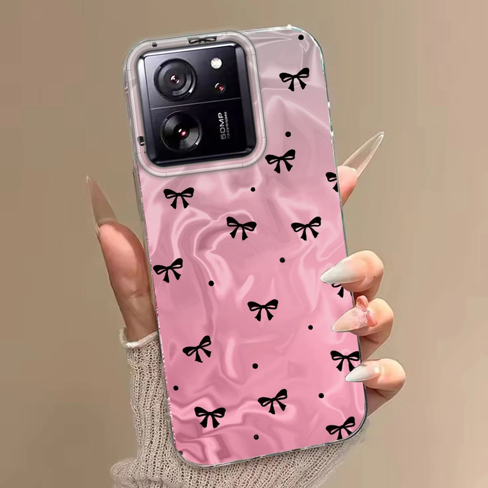 Para Xiaomi 13T 14T Pro 11 Lite Poco X5 X5 X7 X6 M6 Pro funda de teléfono negro Bowknot Circular puntos mujeres carcasa protectora Fundas - imagen 5
