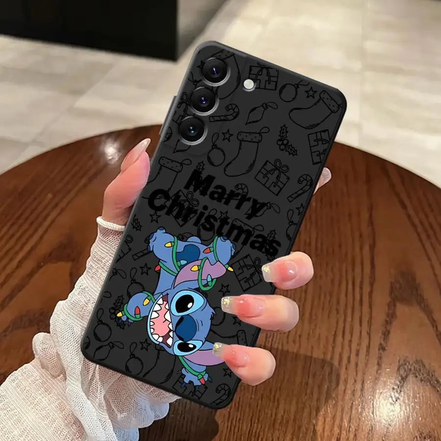 Funda para Samsung Galaxy A32 A26 A72 A24 A55 A25 A71 A41 A35 A36 A23 A53 A22 A52 A51 A73 funda negra suave para teléfono Stitch Navidad - imagen 4