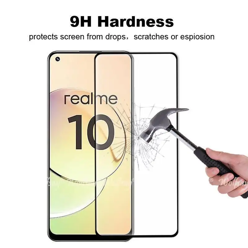 Para Realme 10 vidrio templado cubierta completa Protector de pantalla lente de cámara película Realme 11 4G 5G 10 Pro 10T 10s 9 Pro 9i vidrio - imagen 3