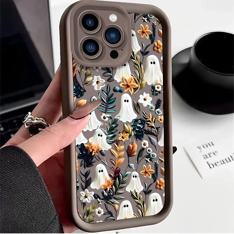 Funda de dibujos animados Monster Ghost para iPhone 16 E 15 14 13 12 Mini 11 Pro Max XS X 8 7 Plus SE, funda de silicona suave líquida a prueba de golpes - imagen 4
