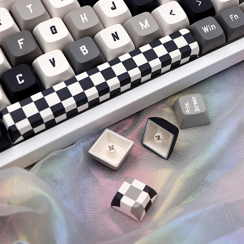Teclas de celosía en blanco y negro, teclas de perfil XDA, teclas de sublimación de tinte PBT para teclas de teclado mecánico MX - imagen 3