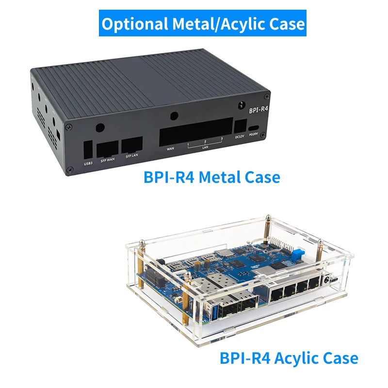 Banana Pi BPI-R4 MediaTek MT7988A (Filogic 880) 4GB DDR4 8G eMMC Placa de enrutador inteligente Fuente de alimentación Ventilador opcional - imagen 5