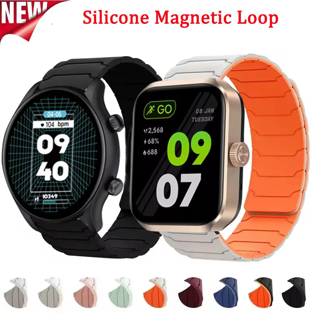Bucle magnético de silicona de 22mm para pulsera Zeblaze Btalk 3 Plus/Ares 3 Pro/GTS 3 para Zeblaze Stratos 3 Ultra/2 Plus/Vibe 7