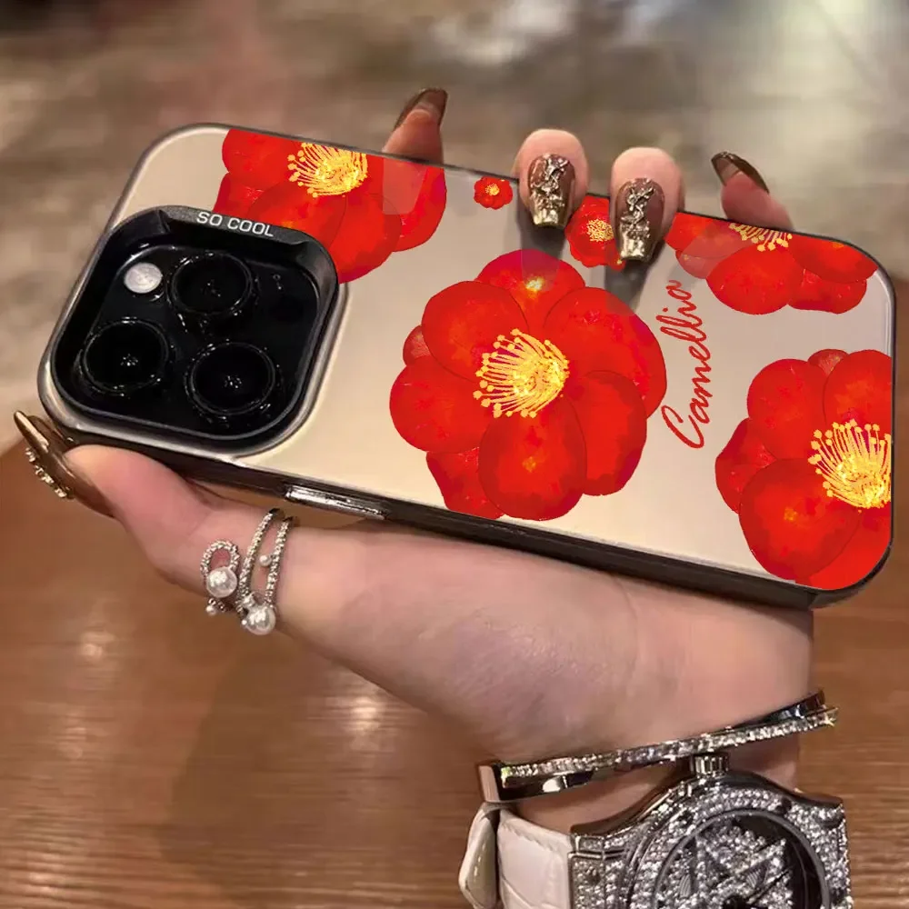 Para Vivo Y17S Y18 Y1s Y03 Y01 Y10 Y02 Y02T Y9S Y11 Y12 Y12S Y15 Y17 Y15A Y20i Y20S Y20T Y18E funda de teléfono IMD de flor roja - imagen 5