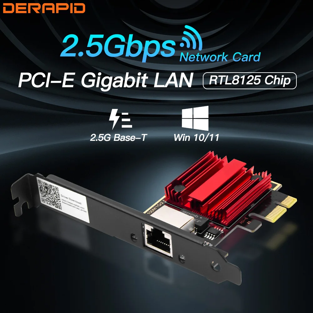 Tarjeta de red PCI-E a RJ45 de 2,5G, Chip RTL8125B, 100/1000Mbps, 2,5 Gbps, PCIE X1, adaptador de controlador LAN con cable Ethernet para Win10/11