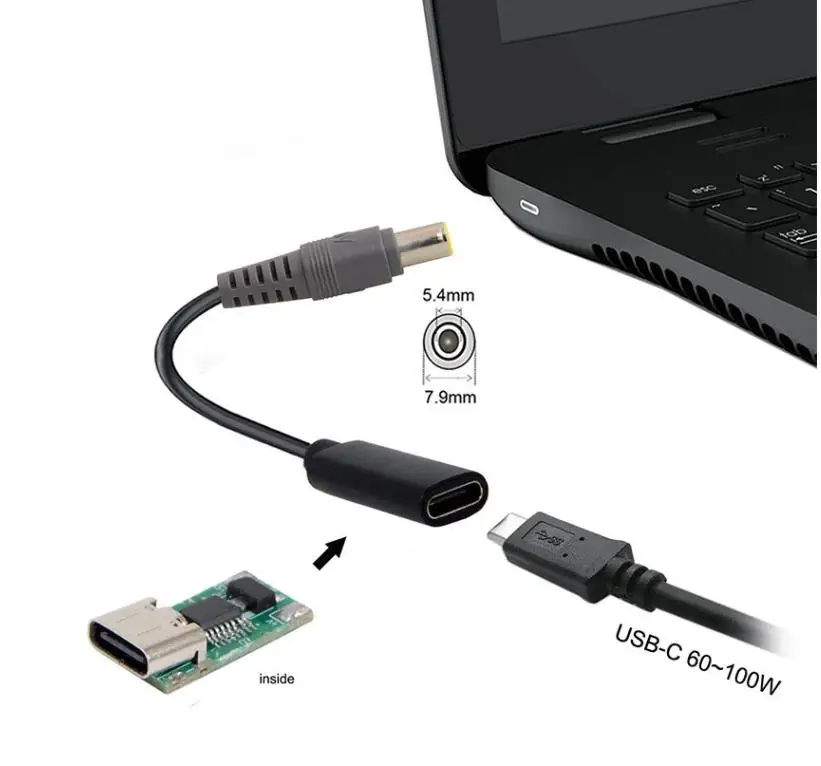Convertidor USB-C tipo C PD, Cable de carga Universal para ordenador portátil, Cable de alimentación para fuente de alimentación para portátil Dell, Asus, Lenovo - imagen 3