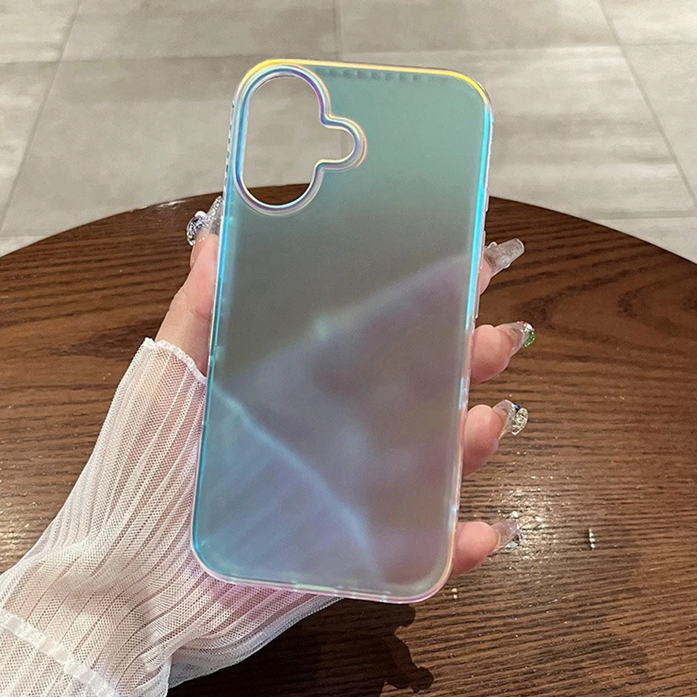 Funda de lujo Aurora Laser para iPhone 16 Pro Max 16 Plus, funda de PC mate delgada de Color degradado para iPhone 11 12 13 14 15 Pro Max Mini - imagen 4