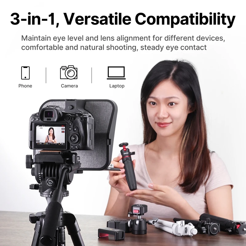 Ulanzi-miniprompter portátil RT02, dispositivo plegable para tabletas, DSLR, portátil, cámara, teléfono, transmisión en vivo, grabación de vídeo - imagen 2