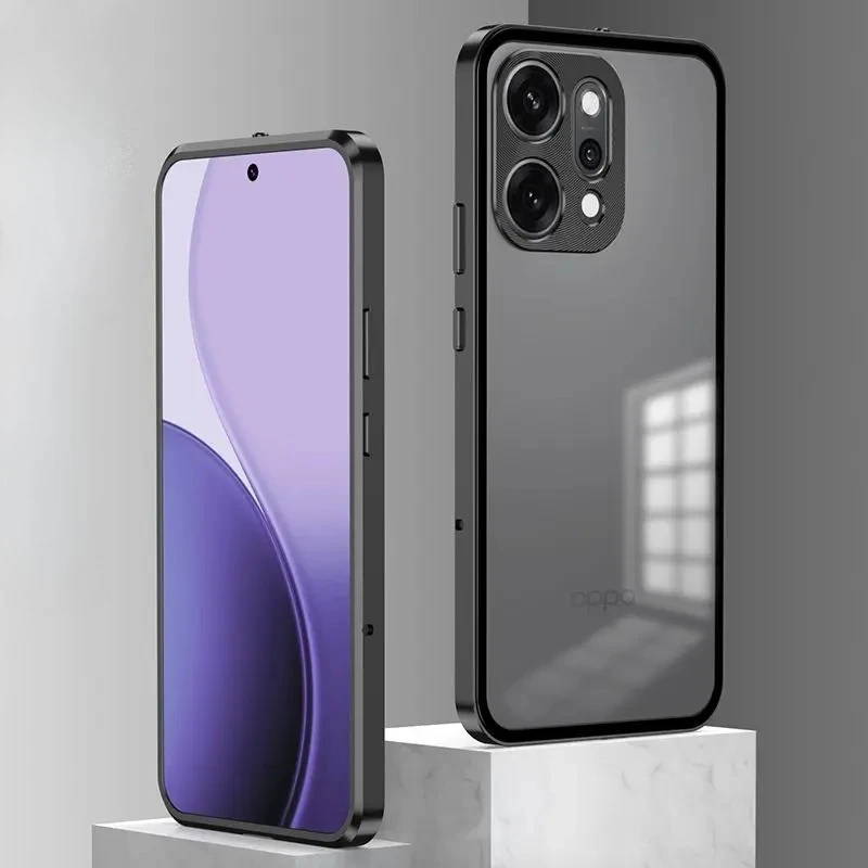Para Reno 14 Pro, parachoques con marco de Metal de aleación de aluminio + cubierta trasera de teléfono de vidrio templado para Reno 14pro Reno14, estuche rígido a prueba de golpes