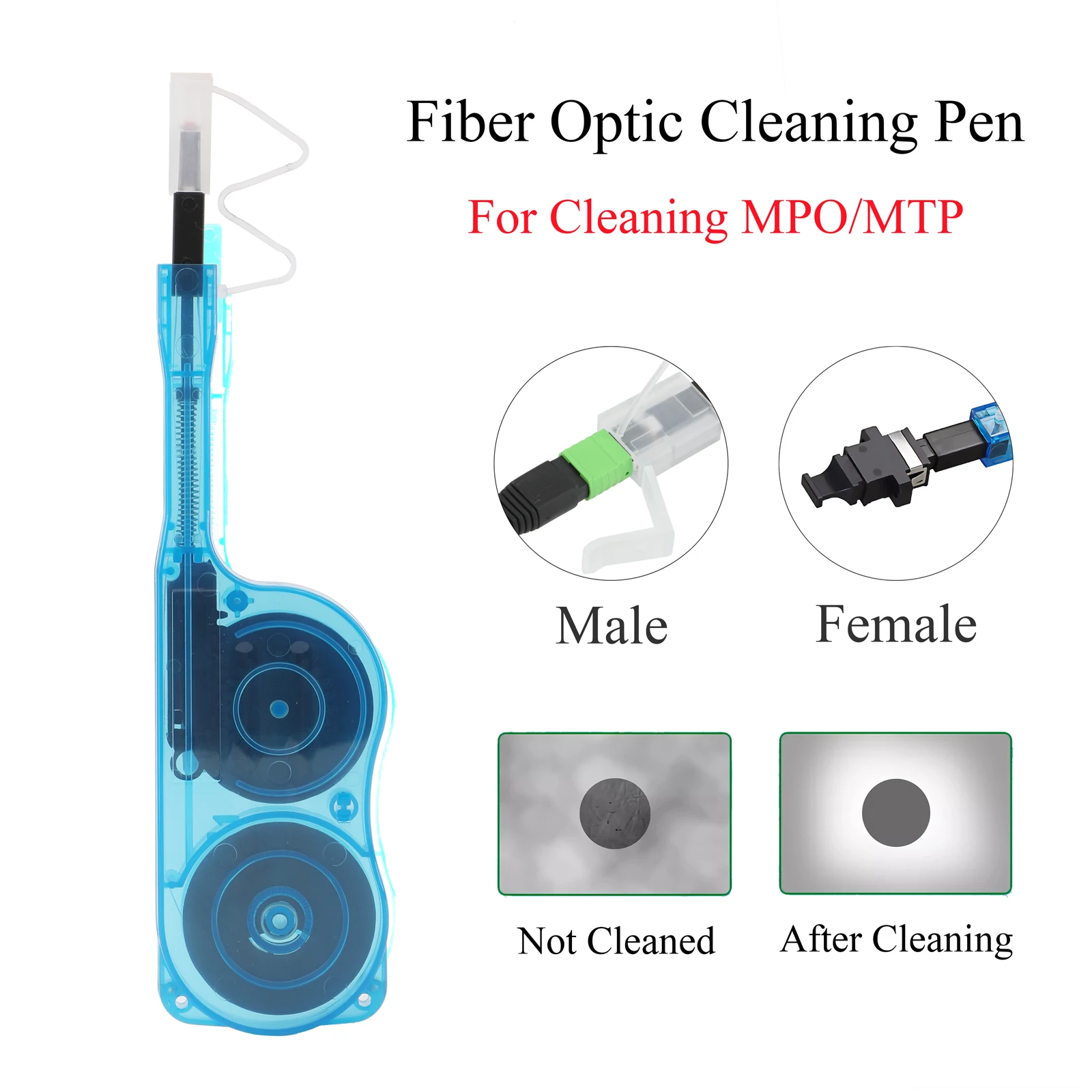 Kit de herramientas de limpieza de fibra óptica, bolígrafo de limpieza de fibra óptica apto para SC FC ST LC MPO/MTP conector caja de limpieza de fibra, 12 Uds. - imagen 5