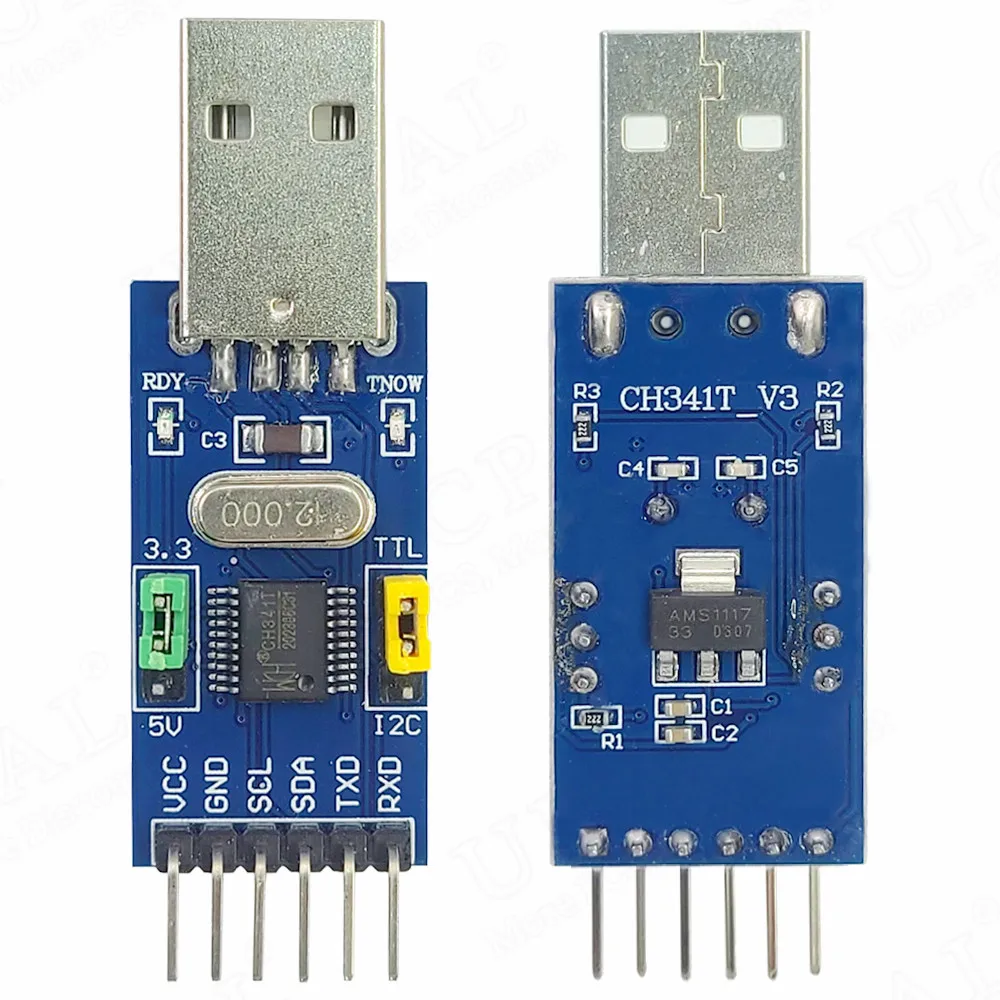 Módulo de conversión USB a I2C IIC UART USB a TTL microcontrolador STC STM 2 en 1 descargador de puerto serie CHT341T