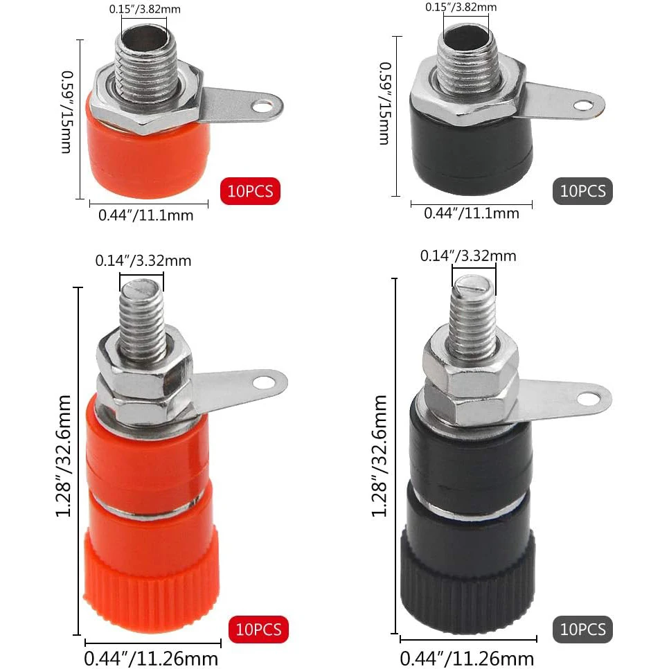 20PCS 4mm Banana Plug Socket Binding Post Terminals + 4mm Banana Female Socket Jack Mount Connectors for Banana Plugs Amplifier - imagen 3