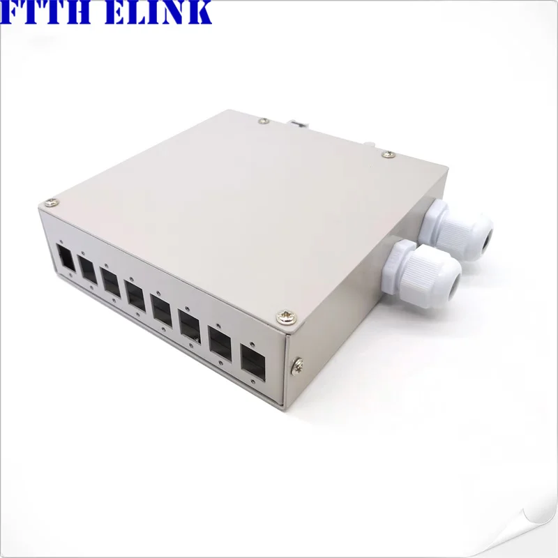 Caja de cables de fibra óptica, caja de terminales, caja divisora, instalación de riel guía de 8 puertos, acoplador SC, FC, ST, LC, 8 núcleos, 2 piezas