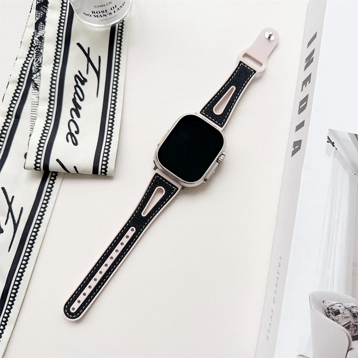 Correa de reloj para Apple Watch 42/44/45/46/49mm 40/41mm reloj de moda de cuero PU para reloj Ultra3/2 SE3/4/5/6 serie 11/10/9/8/7/6 - imagen 4