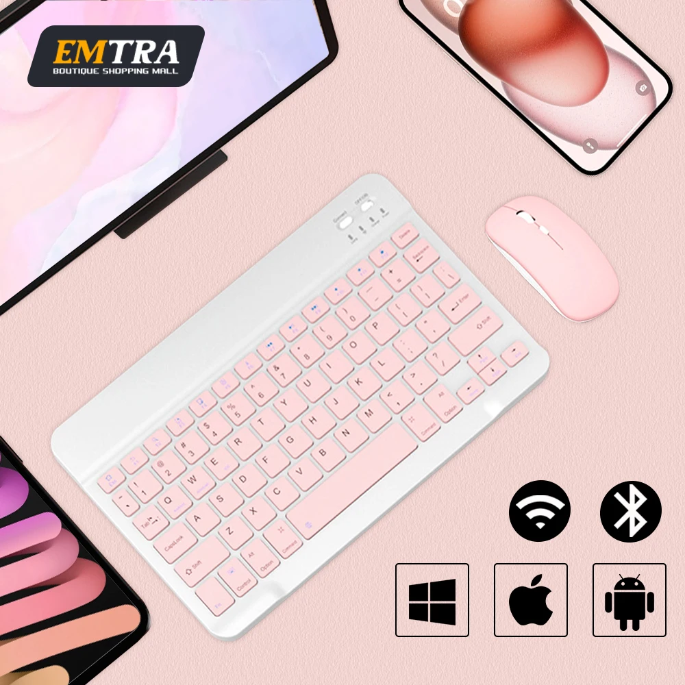 Teclado inalámbrico Bluetooth portátil para Android IOS Windows Ipad Tablet teclado y ratón accesorio para tableta Mini teclado