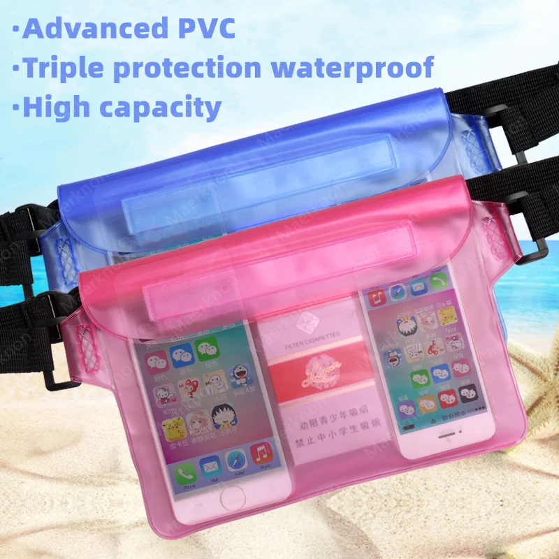 Bolsa de natación de sellado impermeable de 3 capas, bolsa de protección seca subacuática transparente de gran tamaño para iphone, bolsa para teléfono móvil - imagen 3