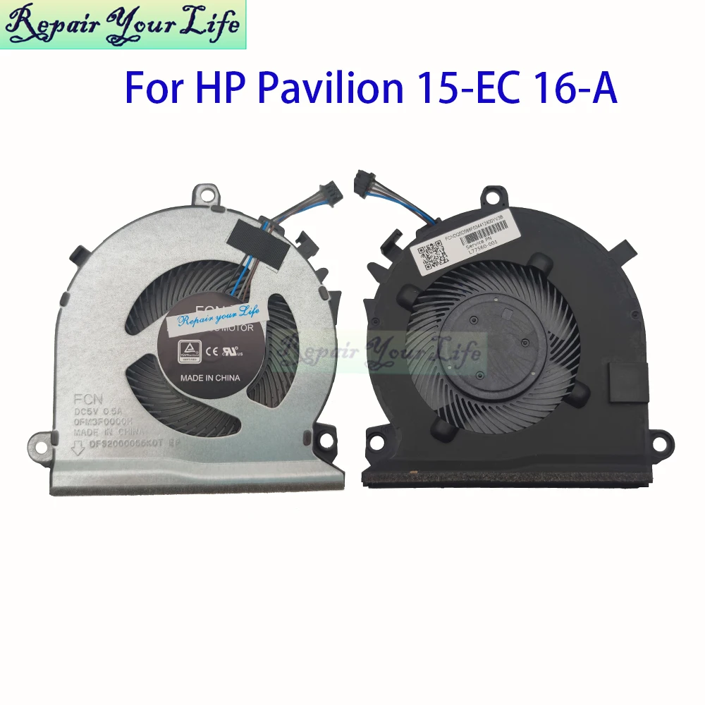 Ventilador de refrigeración de CPU para portátil HP Pavilion Gaming 15-EC 15T-EC 15Z-EC 16-A 16T-A TPN-Q284 Q229 L72702-001 L77560-001 OFM3F0000H - imagen 2