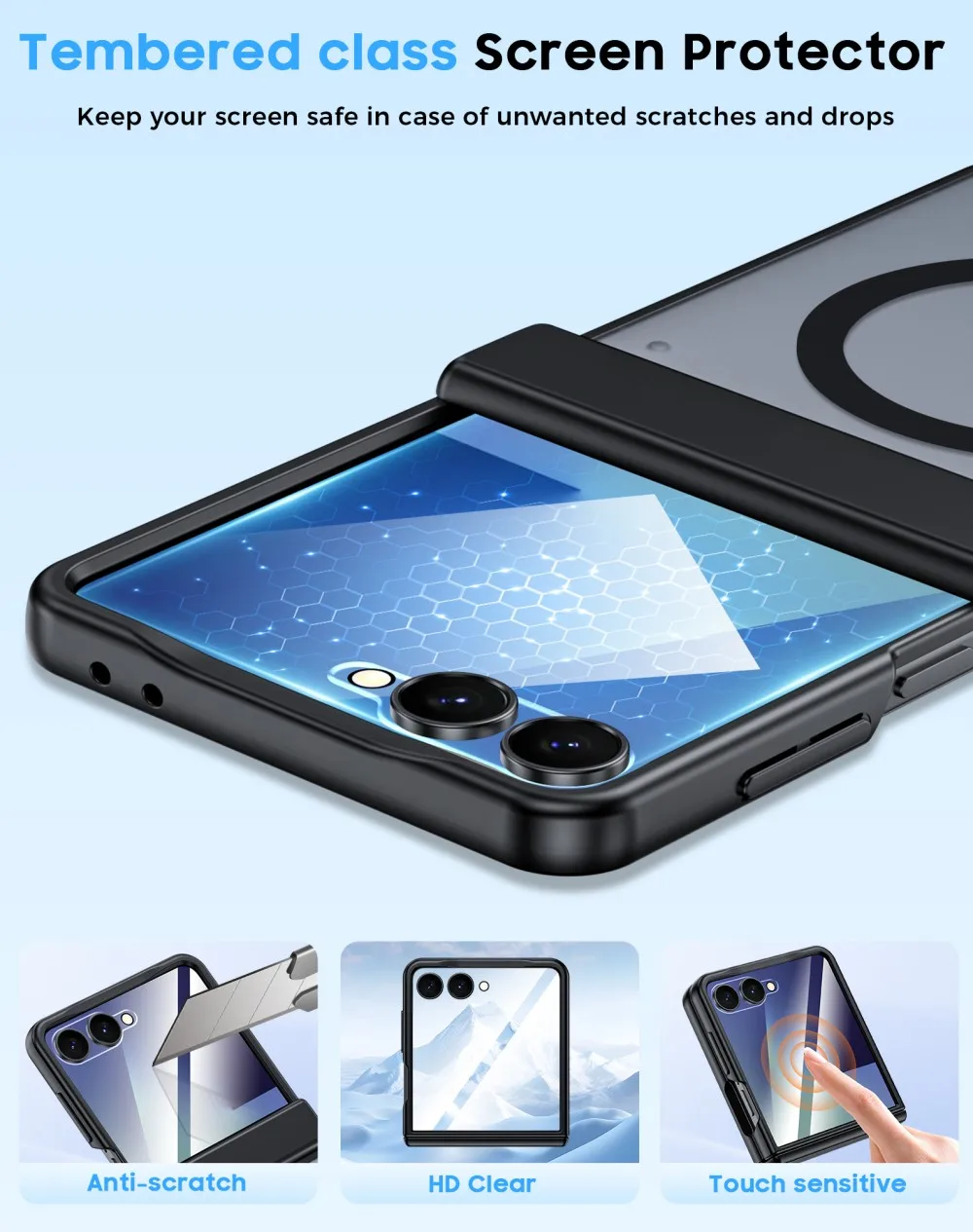 Para Samsung Galaxy Z Flip7 funda dura transparente bisagra media carga inalámbrica magnética protege la contraportada para Z Flip 7 Shell - imagen 2