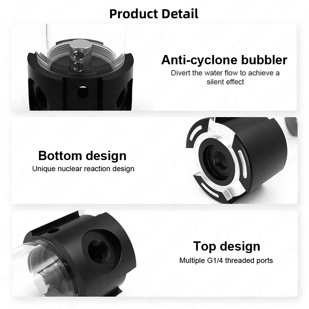 FREEZEMOD-depósito cilíndrico de 50mm, cubierta de Metal, tanque de agua colorido, 12/17/22/27/32CM, extractor de burbujas incorporado, YSX-5DC - imagen 5