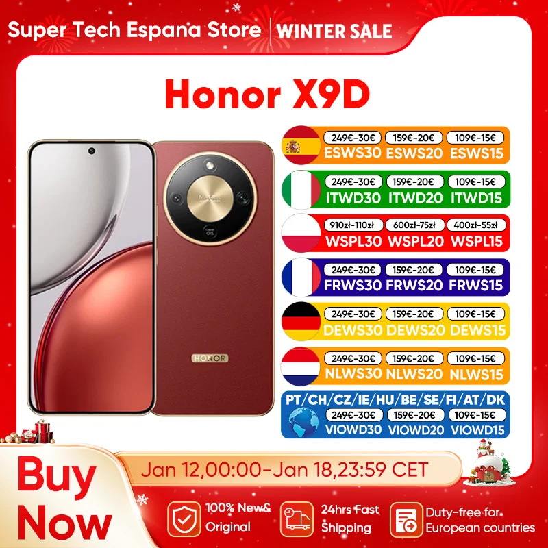 Honor X9D 5G Smartphone Global Version SGS IP69K 8300mAh Qinghai Lake Battery 2.5M Super Anti-Drop 6.79'' AMOLED 120Hz Snapdragon 6 Gen 4 BT5.2 NFC 108MP OIS Camera