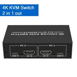 Selector KVM HDMI 4K USB 2x1 – Comparte Monitor y Teclado