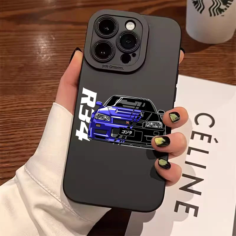 Funda de teléfono a prueba de golpes con diseño de coche elegante para iPhone 17 16E 16 15 14 13 12 11 Pro Max Air 13 12 XR X 7 8 Plus SE2 funda suave