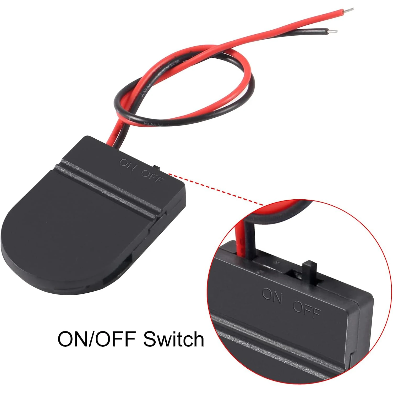 Soporte de batería de 25 uds, soporte de pila de moneda, 1 soporte de batería CR2032 de 3V, soporte de batería de botón con interruptor de encendido y apagado de línea - imagen 4
