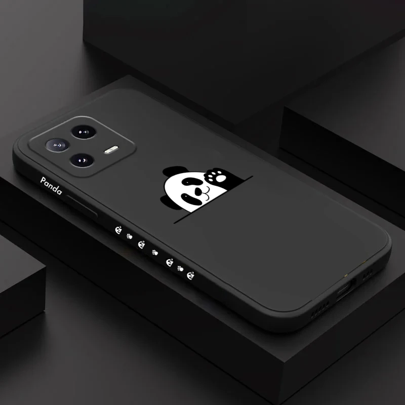 Funda de teléfono de silicona cuadrada con etiqueta de Panda para Xiaomi Mi 13, 12, 11 Lite, 5G, 14, 13T, 12T, 12X, Poco M6, X6, X5, X3, F5 Pro, C65