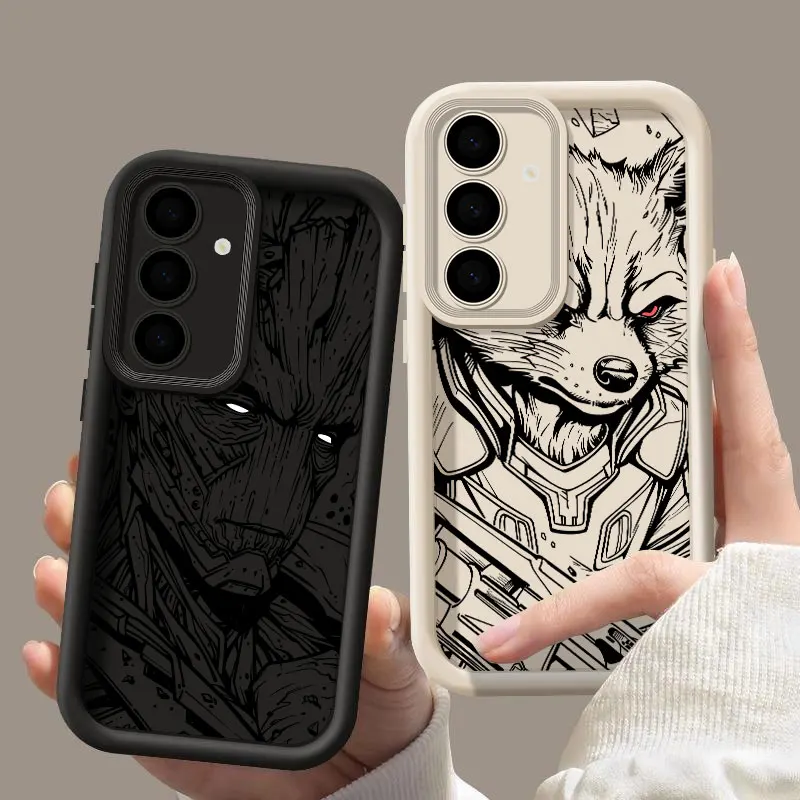 Funda de teléfono Groot Rocket Raccoon Marvel para Samsung S25 S24 S23 Ultra S22 S20 Plus S21 FE, Funda Galaxy S25Ultra S24FE - imagen 2