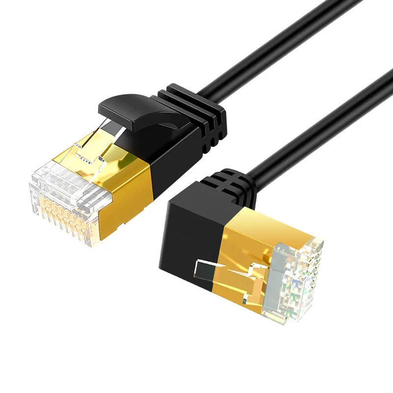 Cable Ethernet Cat7 ultradelgado RJ45 Cable de red UTP de ángulo recto Cable de conexión Cables Lan Cat6a de 90 grados para enrutador de ordenador portátil caja de TV - imagen 4