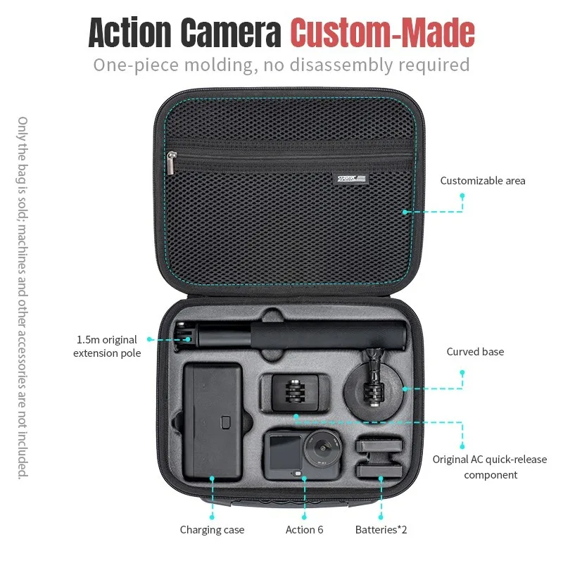 Estuche portátil, bolsa impermeable, cargador, Base de batería, palo de Selfie, bolso de almacenamiento para DJI Osmo Action 6, accesorios para cámaras deportivas - imagen 2
