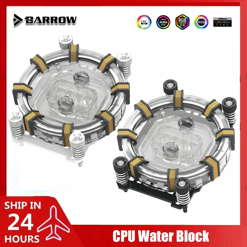 Barrow AM4 AM5 CPU bloque de agua para AM3 AMD todas las plataforma, 5V ARGB CPU Watercooler 0,4mm canal limitado, negro/blanco LTYKBA-ARK - imagen 2