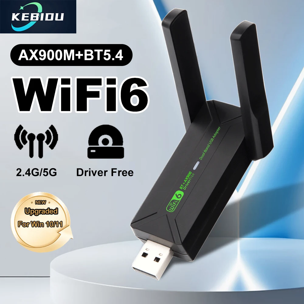 Adaptador WiFi 6 USB Bluetooth 5,4 de 900Mbps 802.11AX banda Dual 2,4 GHz/5GHz Dongle WiFi inalámbrico tarjeta de red compatible con Win 10/11 PC