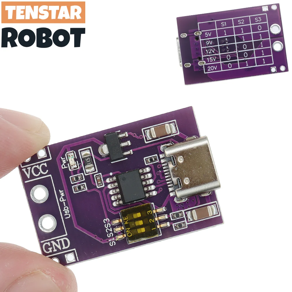 Tipo-C QC AFC PD2.0 PD3.0 a DC Spoof Scam Detector de pulverización de gatillo de carga rápida USB-PD módulo de placa de cambio de fuente de alimentación para portátil