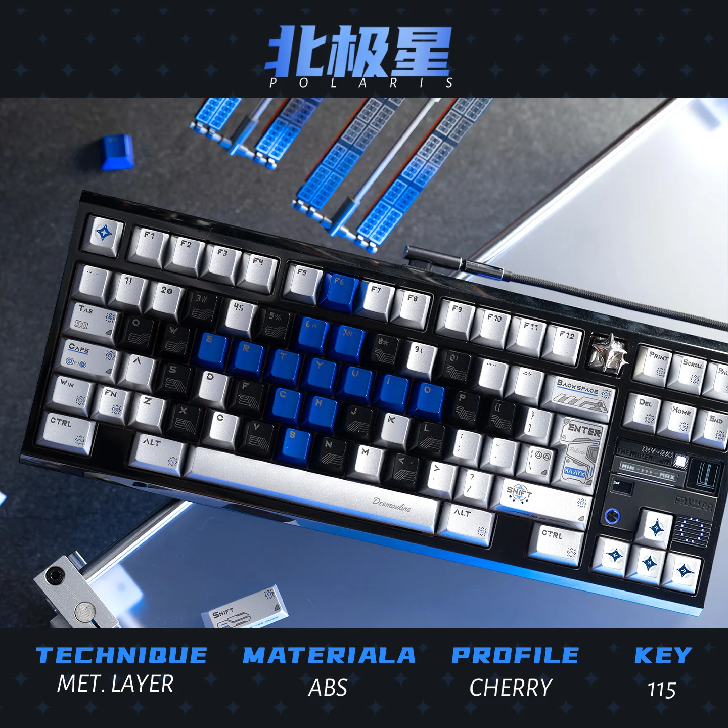 Juego de teclas con tema Polaris, perfil de cereza ABS, teclas originales personalizadas hechas a mano para accesorios de teclado mecánico, regalo DIY - imagen 4