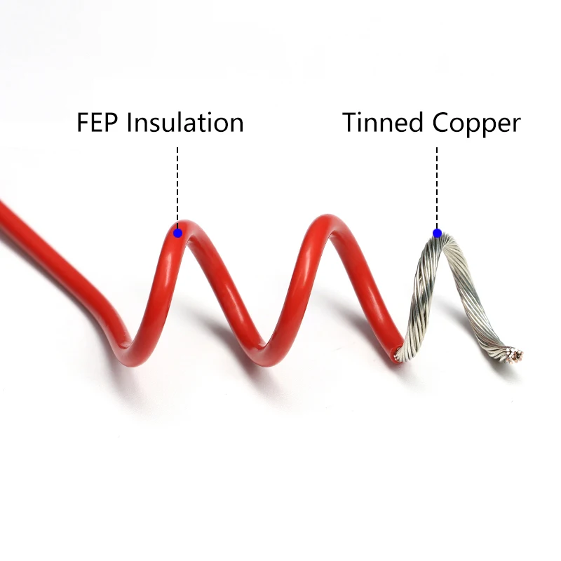 Cable de PTFE UL1332 de 1m, aislamiento FEP AWG 30 28 26 24 22 20 18 16 14 13 12 11 10, Cable de cobre estañado de alta temperatura para impresora 3D - imagen 2