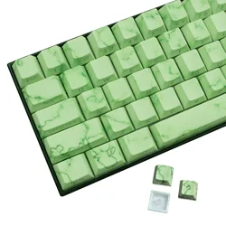 Teclas verdes Cherry Profile, teclas translúcidas impresas lateralmente PBT de 74 teclas, para interruptores Cherry MX 60/61/68 teclados mecánicos