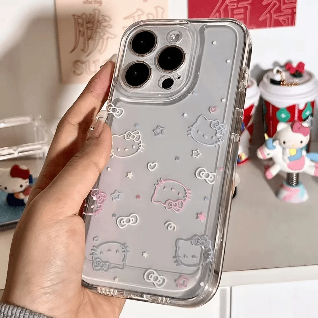 Funda de teléfono sencilla con diseño bonito de Hello Kittys para Samsung A16 A06 A55 A35 A25 A15 A05 A54 A34 A24 A14 A04 A13 A53 A33 transparente - imagen 4