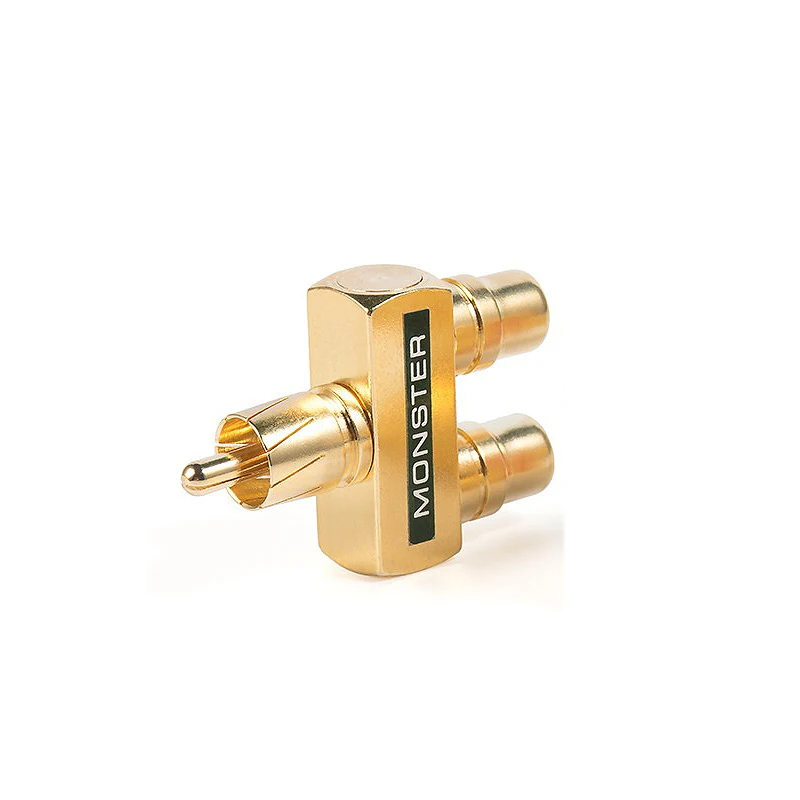 Adaptador RCA de enchufe divisor de Audio AV de cobre chapado en oro, conector macho a 2 hembra - imagen 4