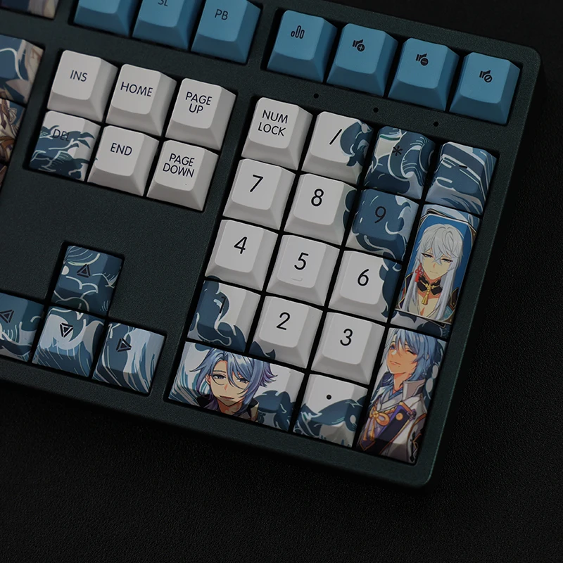 Juego de 108 teclas de teclas PBT con subcama de tinte, teclas de dibujos animados de Anime para juegos, teclas Kamisato Ayato para Genshin Impact Cherry Profile - imagen 4