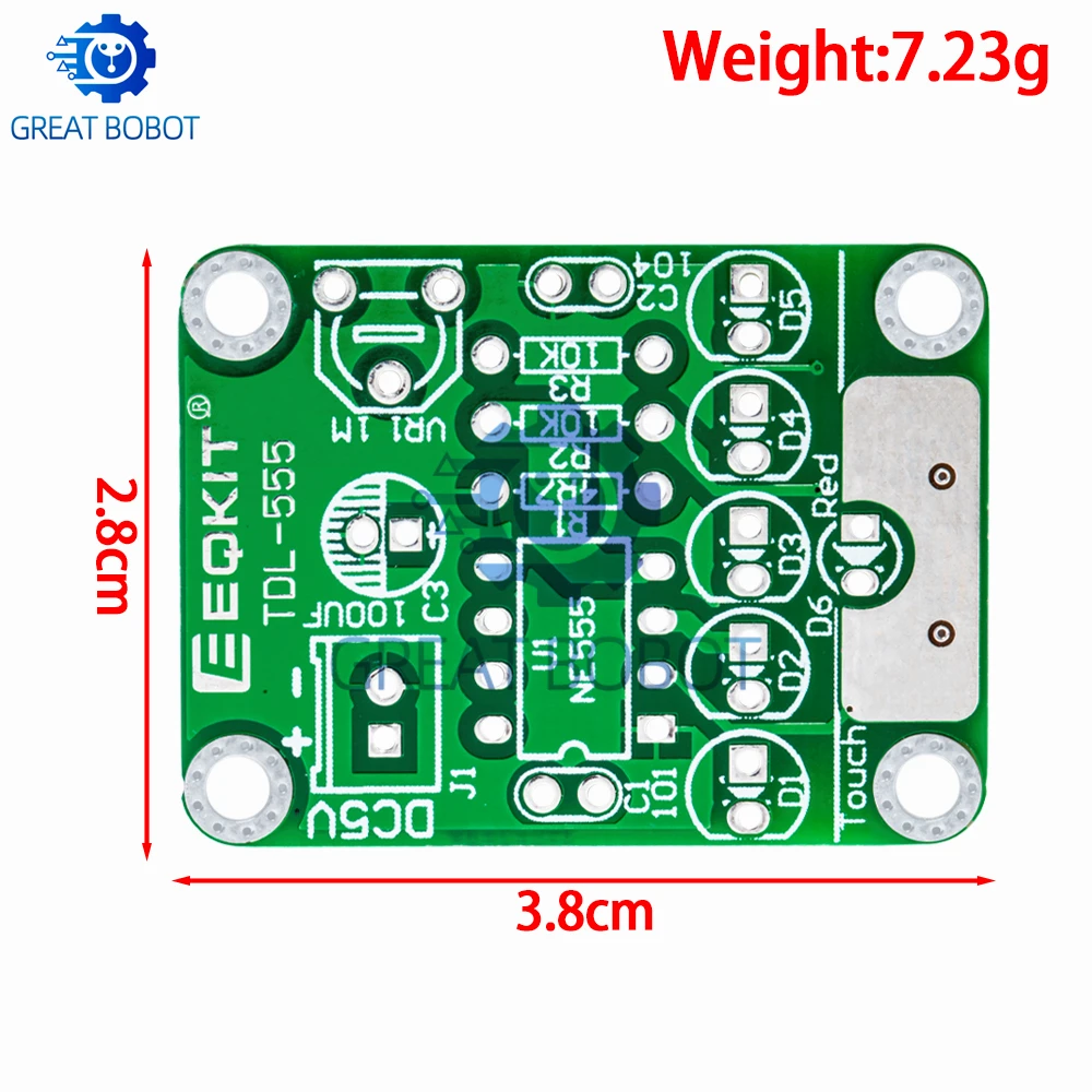 Kit de bricolaje BS, Kit de luz LED táctil, lámpara de retardo táctil, Kit de producción de piezas electrónicas DC 5V ajustable 3s a 130s ajustable - imagen 2