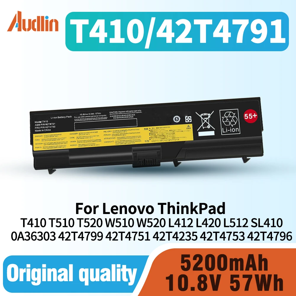 Más de 55 baterías de ordenador portátil para Lenovo ThinkPad T410 T510 T520 W510 W520 L412 L420 L512 SL410 SL510 42T4799 42T4751 42T4235 42T4753